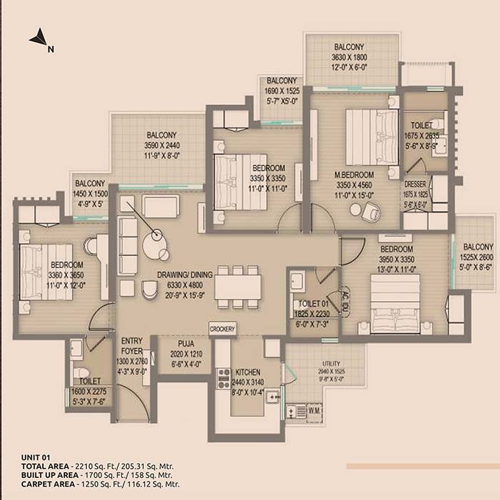 Arihant One Floor Plan 2210 sqft